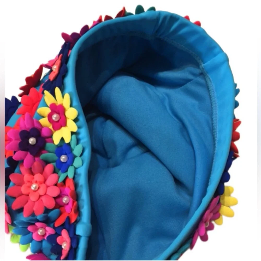 Swim Cap Multi Colored Flowers One Size